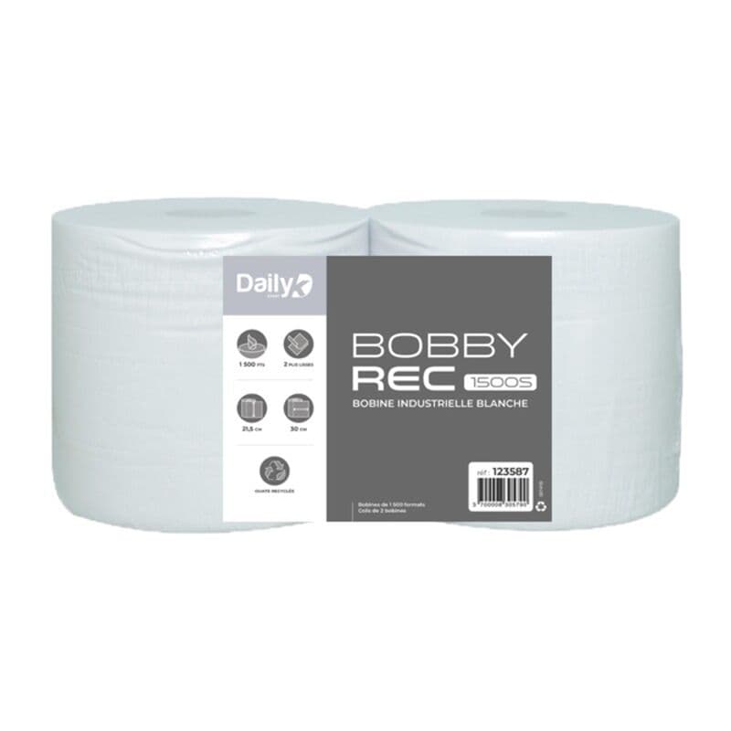 Bobine industrielle blanche recyclée, 1 500 formats, 450 m