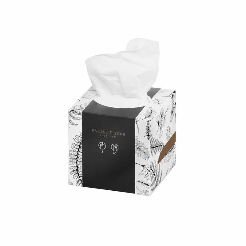 Mouchoirs cosmétiques blancs en boîte cube, 3 plis