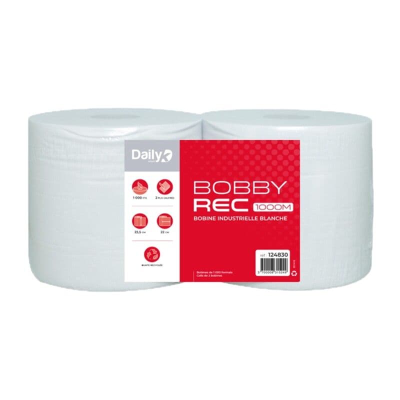Bobine industrielle blanche recyclée, 1 000 formats, 220 m