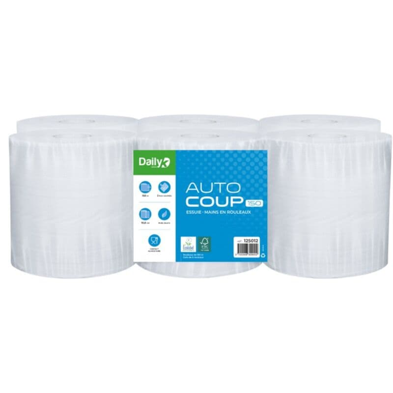 Essuie-mains en rouleau 150 m, 2 plis, 20 g/m²