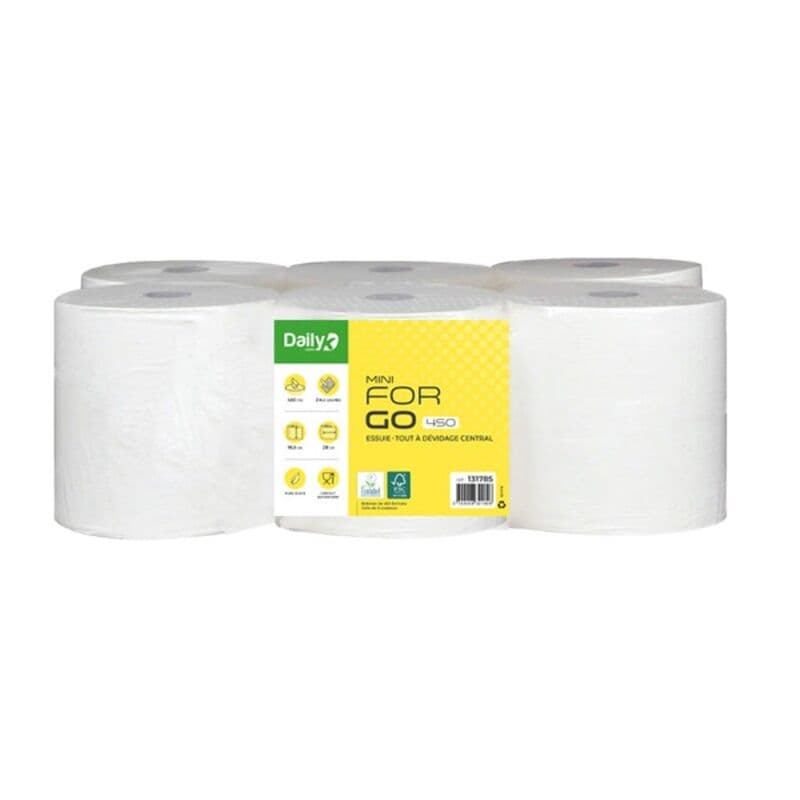 Essuie-tout compact à dévidage central, 450 formats