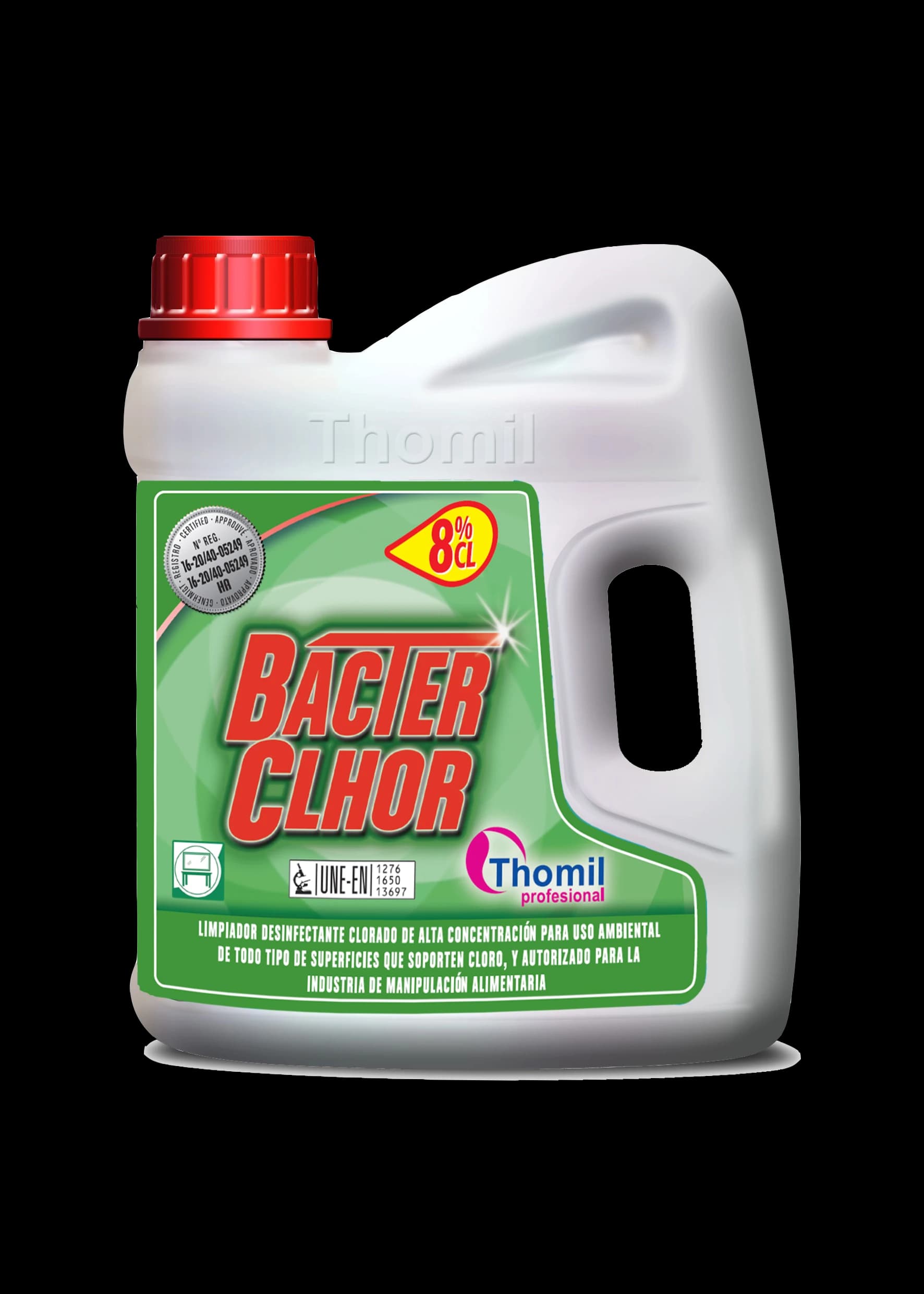 Visuel indicatif — stock confirmé : 5 L. Présentation fabricant 4 L. BACTER CLHOR – Nettoyant désinfectant chloré, vue de face.
