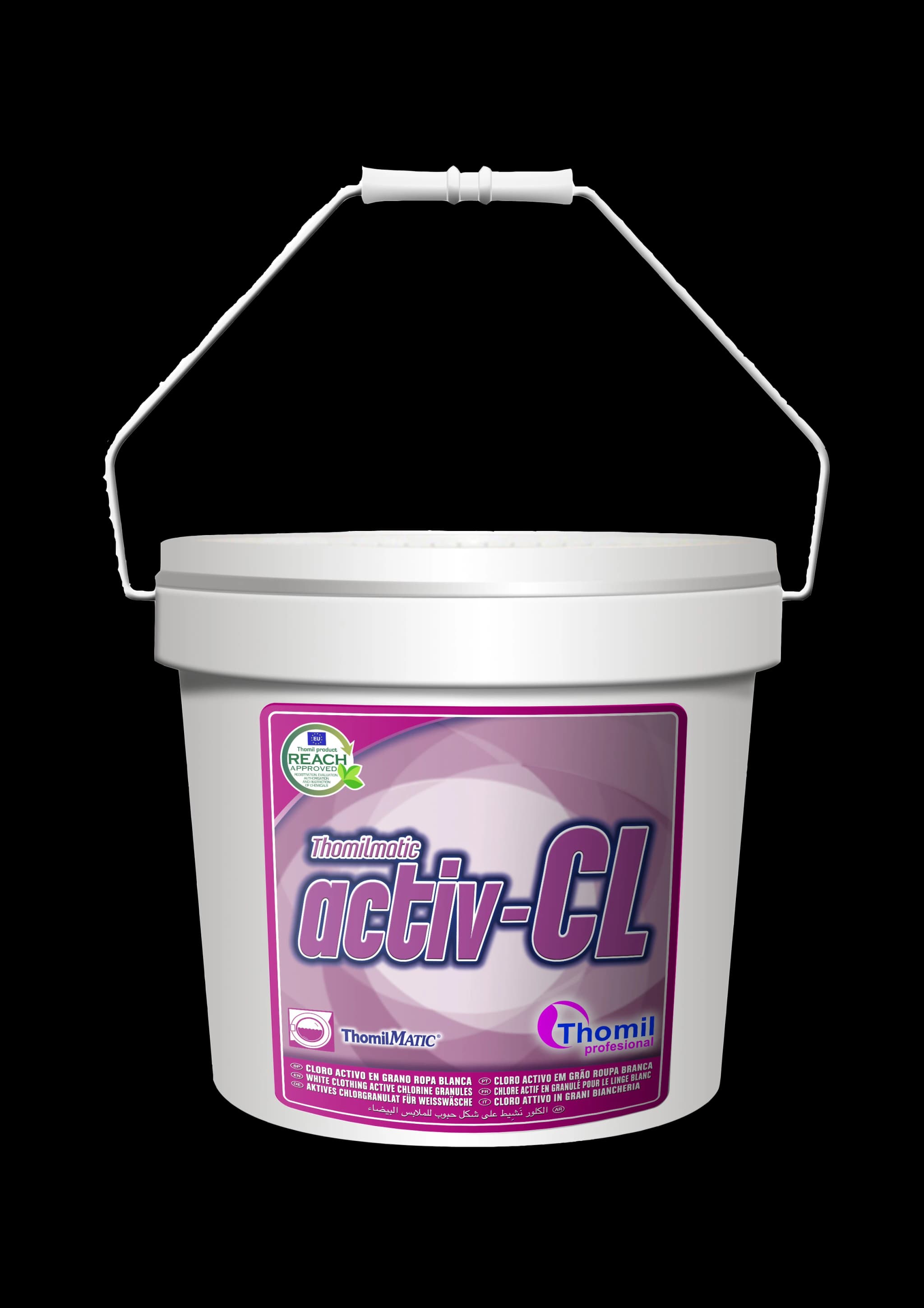 THOMILMATIC ACTIV CL – Renforçateur de lavage chloré — vue de face du produit