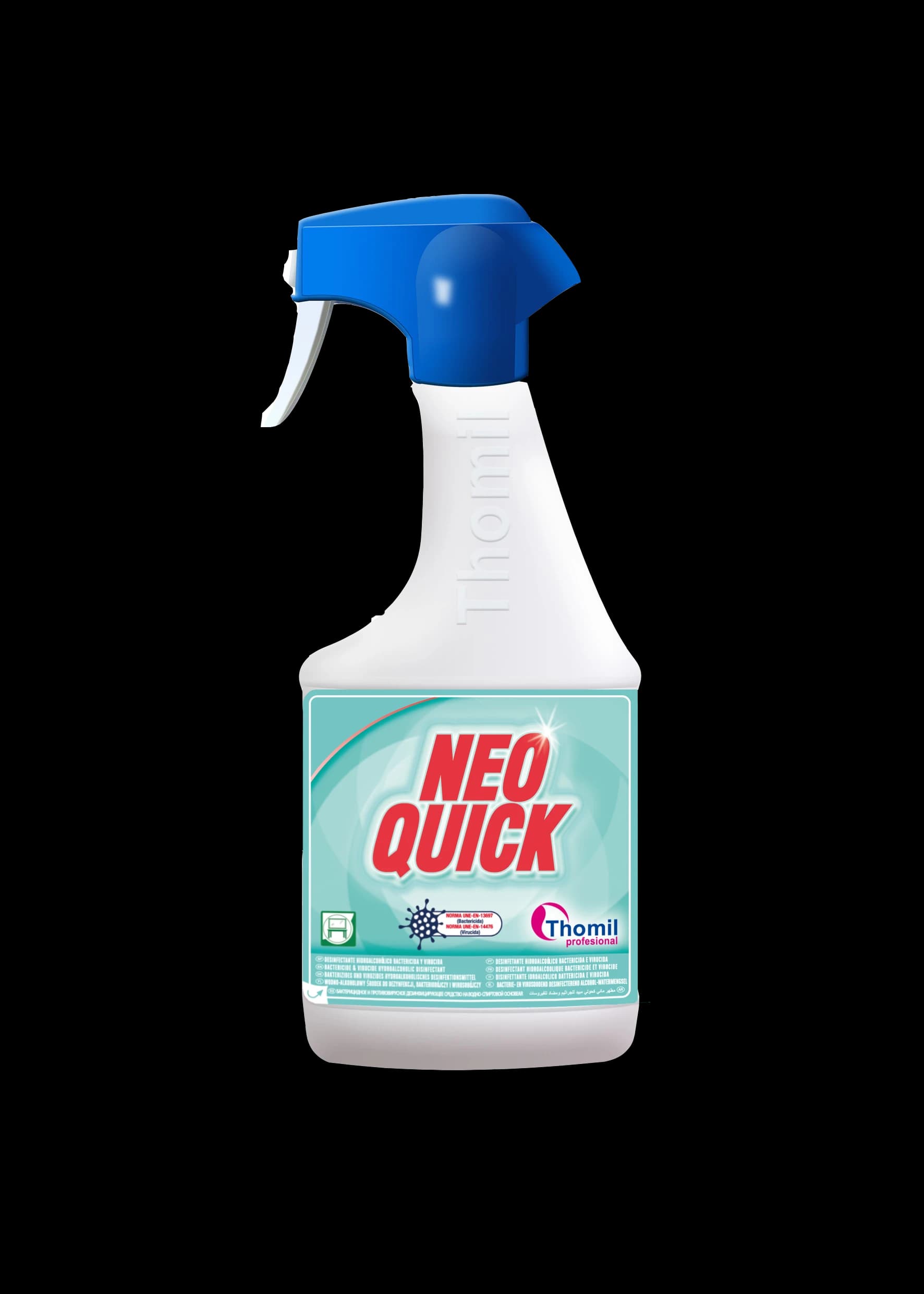 NEO QUICK – Désinfectant hydroalcoolique surfaces — flacon pulvérisateur 750 mL, vue de face