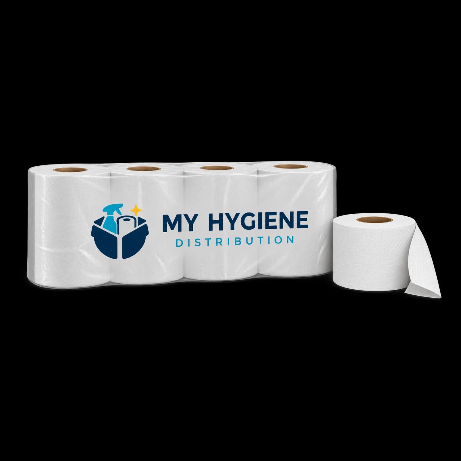 Papier toilette petit rouleau classique 2 plis blanc — visuel illustratif MYHD, vue de face