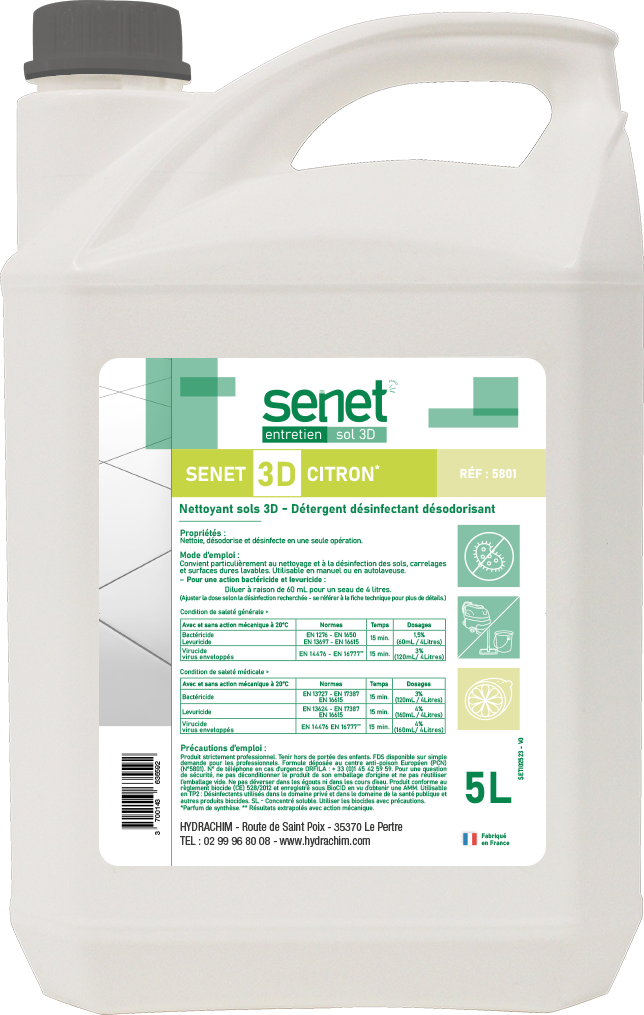 SENET K611 -DETERGENT 3D PAMPLEMOUSSE -5L BLANC